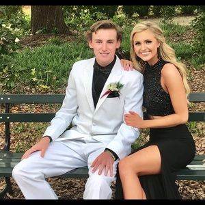 Two piece black prom dress